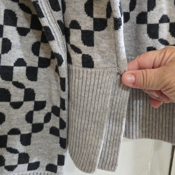 Jonathan Simkhai Charlenne Sweater Grey Charcoal Multi Print Medium Wool Cashmer - Picture 6 of 7